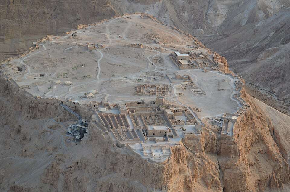 The fortress plateau of Masada from the air