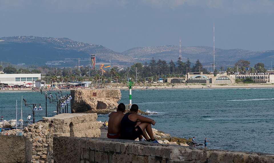 On the old sea wall of Akko, looking across the bay