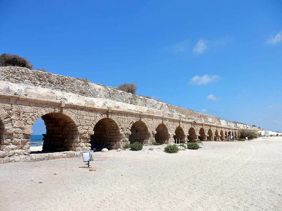 The Roman aqueduct on the beach at Caesarea